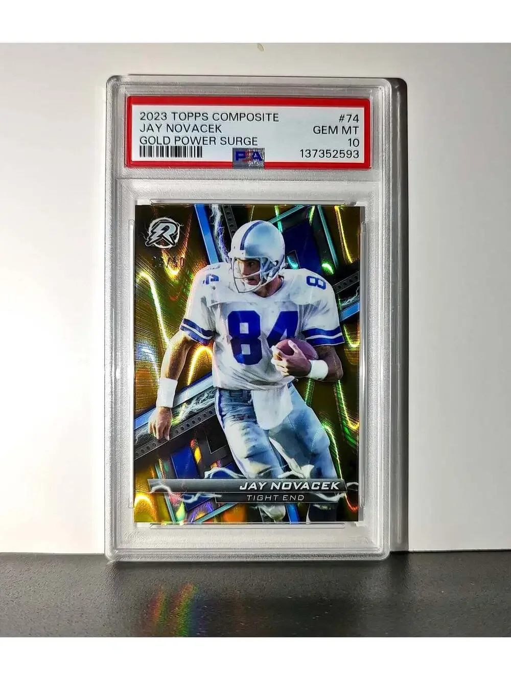 Jay Novacek 2023 Topps Resurgence 23/50 #74 Gold Power Surge PSA 10 Gem Mint